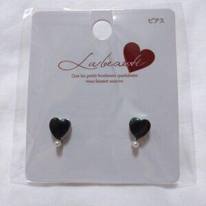 CanDo Heart Motif Earrings Black